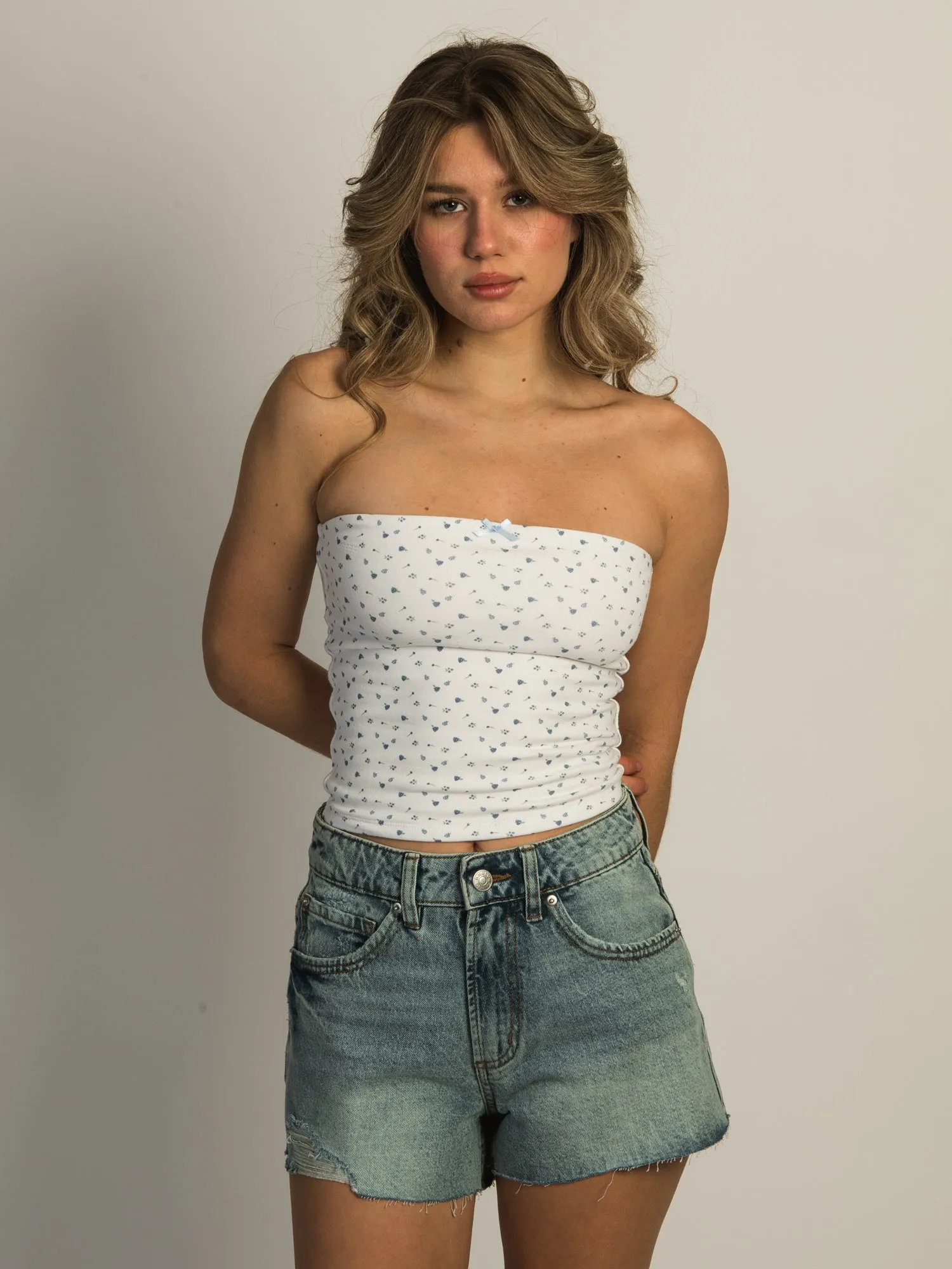 HARLOW BAILEY DITSY TUBE TOP - WHITE sold by Boathouse
