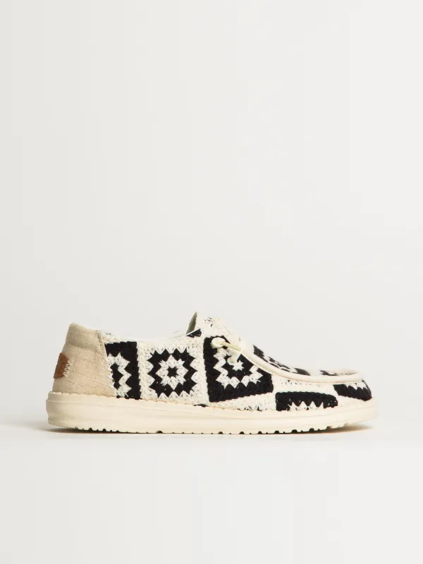 WOMENS HEYDUDE WENDY COTTAGE CROCHET SNEAKER - MULTI sold by Boathouse