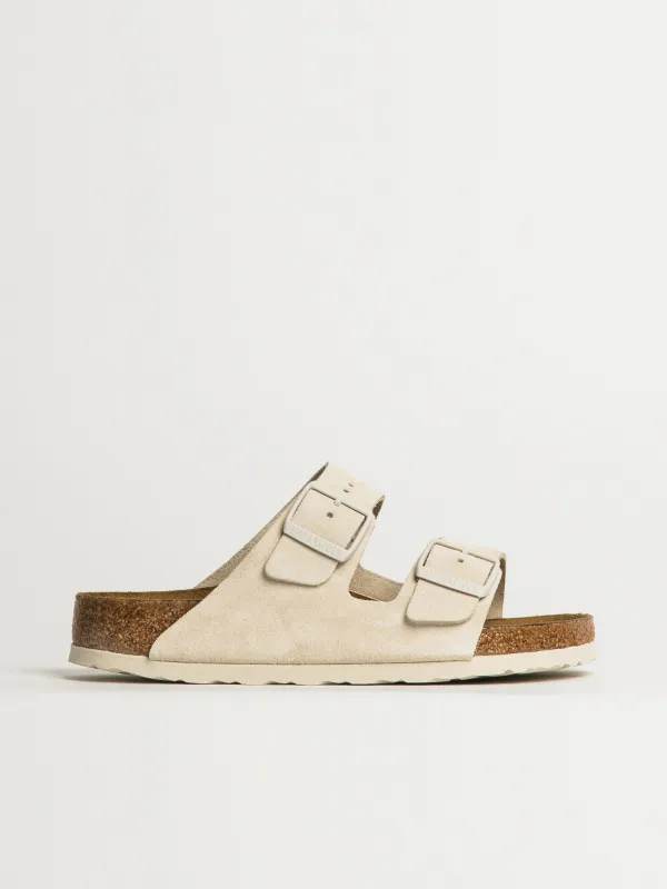 WOMENS BIRKENSTOCK ARIZONA SOFT FOOTBED SUEDE SANDALS - REGULAR - ANTIQUE WHITE sold by Boathouse