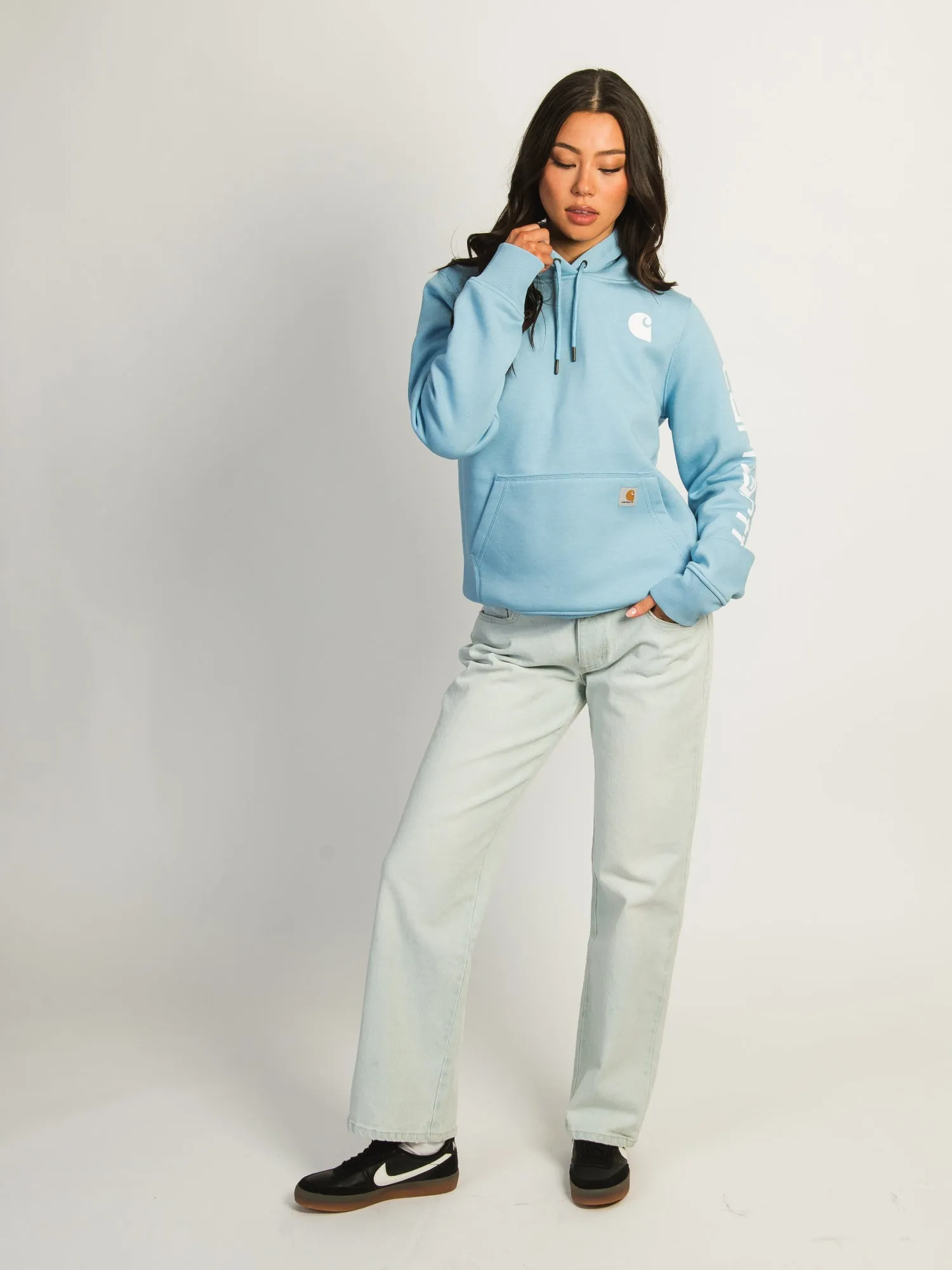 CARHARTT LOGO SLEEVE PULL OVER HOODIE - WATER sold by Boathouse product image thumbnail 2