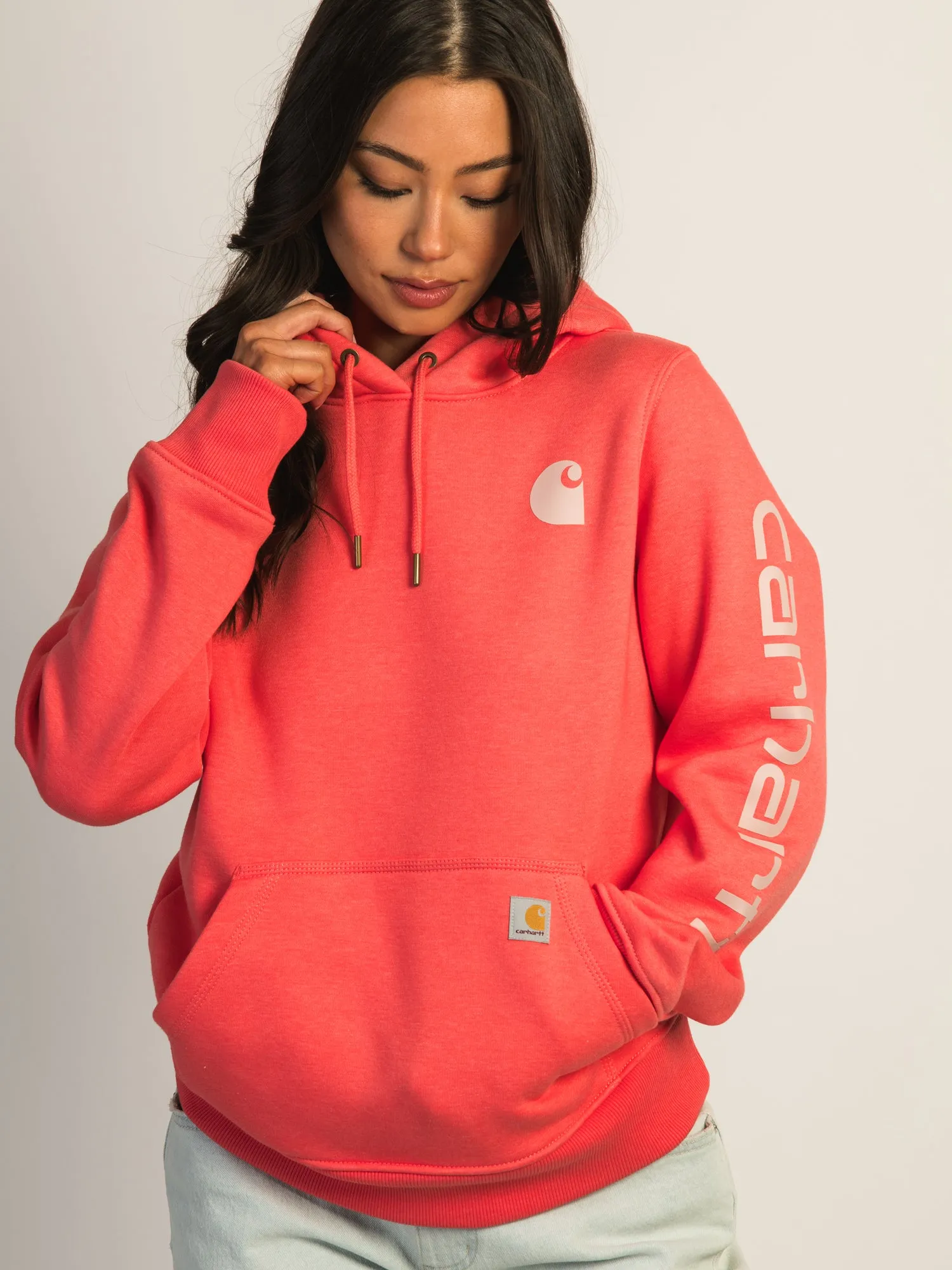 CARHARTT LOGO SLEEVE PULL OVER HOODIE - SALMON sold by Boathouse product image thumbnail 2