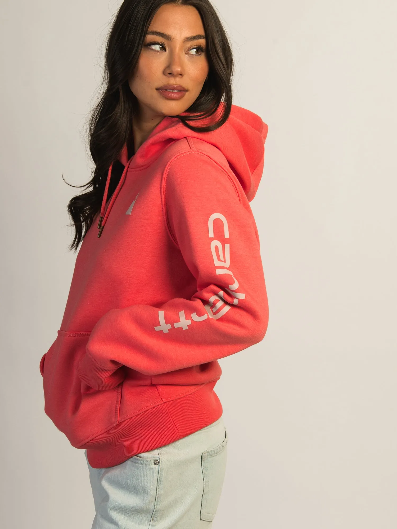 CARHARTT LOGO SLEEVE PULL OVER HOODIE - SALMON sold by Boathouse product image thumbnail 3