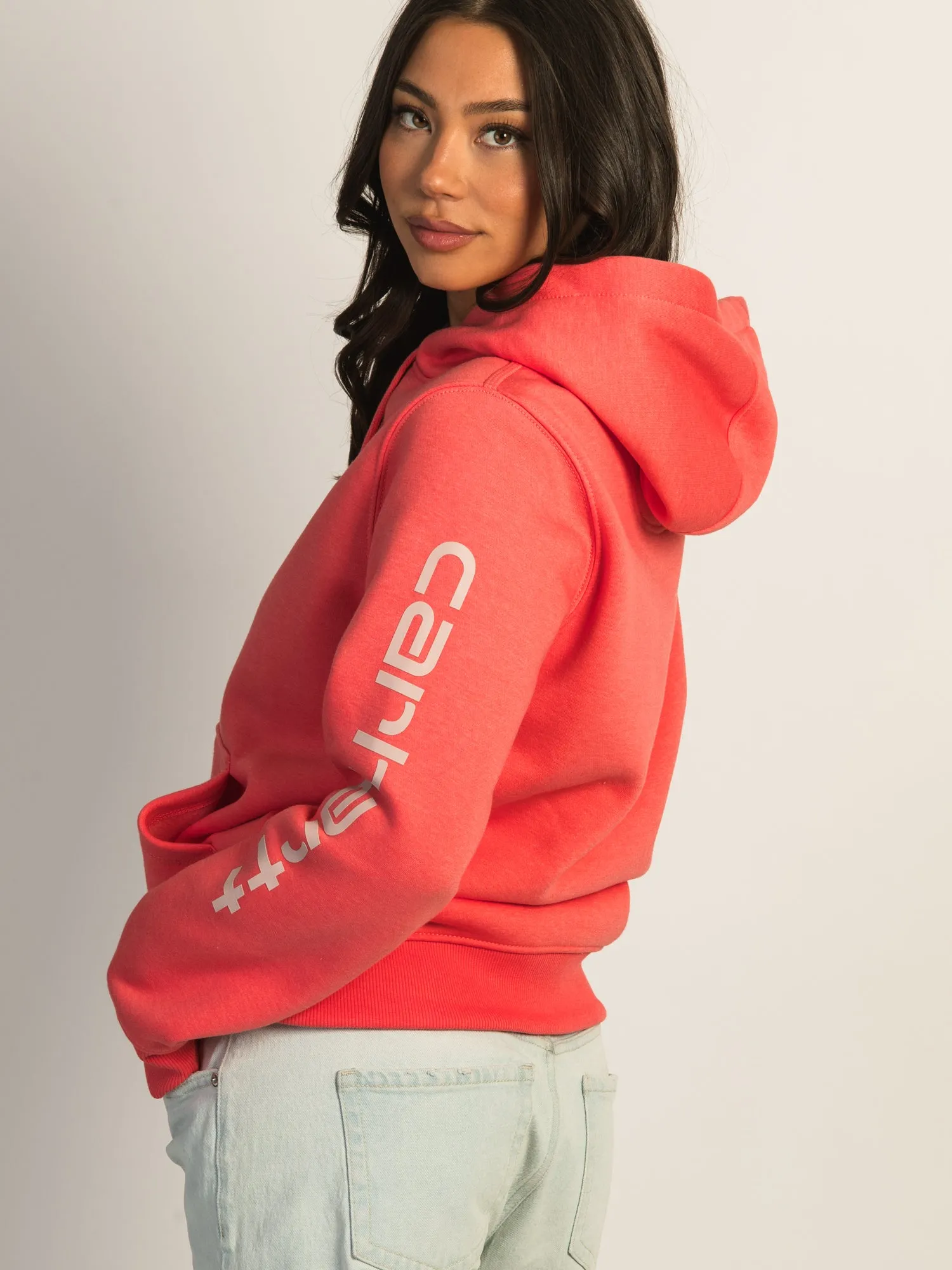 CARHARTT LOGO SLEEVE PULL OVER HOODIE - SALMON sold by Boathouse product image thumbnail 4