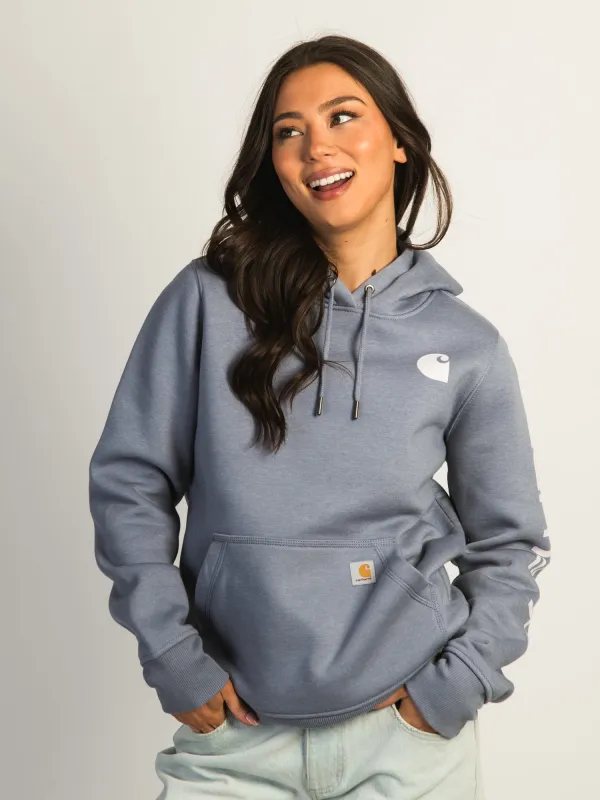 CARHARTT LOGO SLEEVE PULL OVER HOODIE - WISTERIA sold by Boathouse