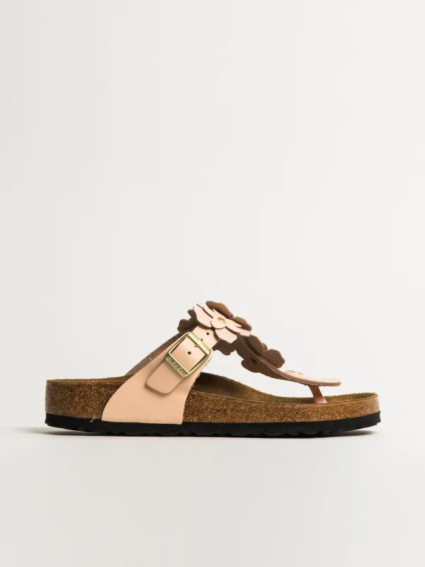 WOMENS BIRKENSTOCK GIZEH FLOWER LEATHER SANDALS - REGULAR - LIGHT ROSE sold by Boathouse