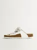 WOMENS BIRKENSTOCK GIZEH FLOWER LEATHER SANDALS - REGULAR - WHITE sold by Boathouse