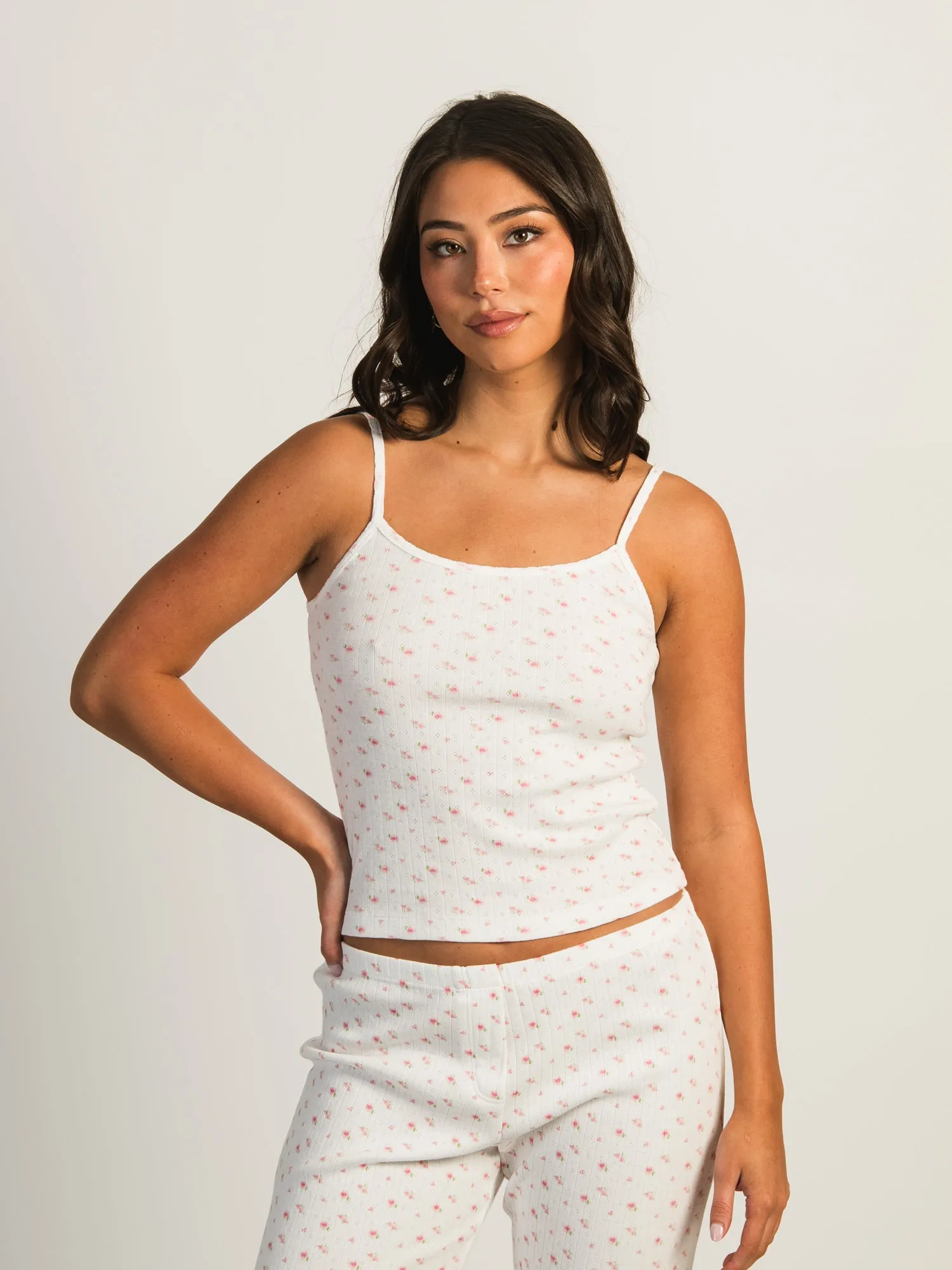 HARLOW PAYTON POINTELLE PRINT TANK - WHITE/PINK sold by Boathouse product image thumbnail 2