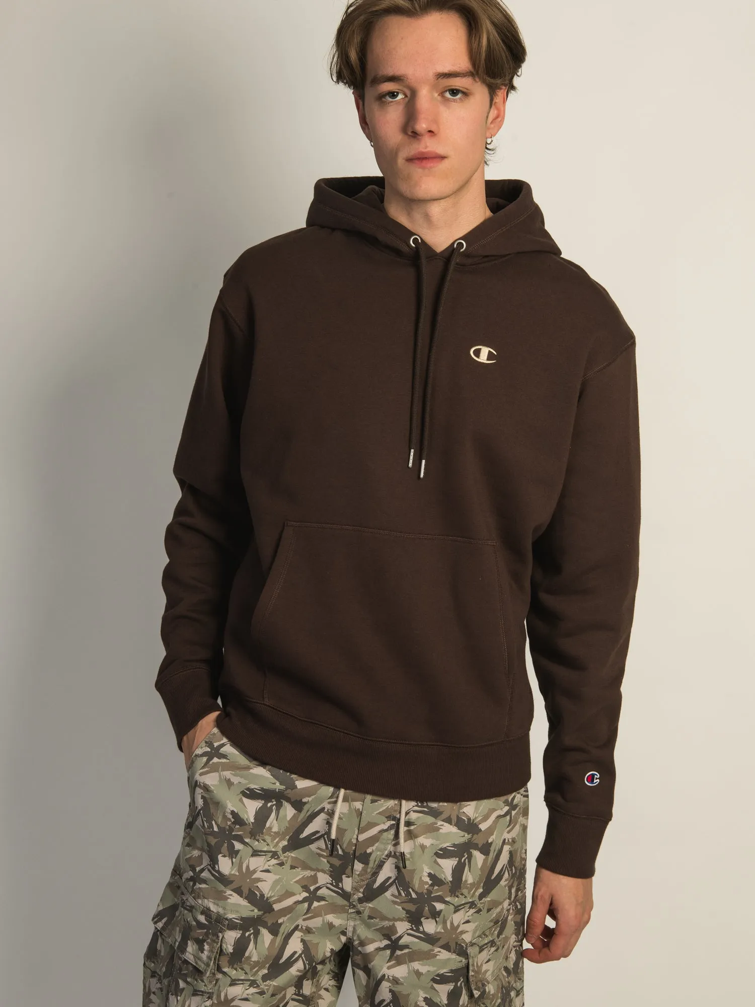 CHAMPION CLASSIC FLEECE LEFT CHEST LOGO PULLOVER HOODIE sold by Boathouse