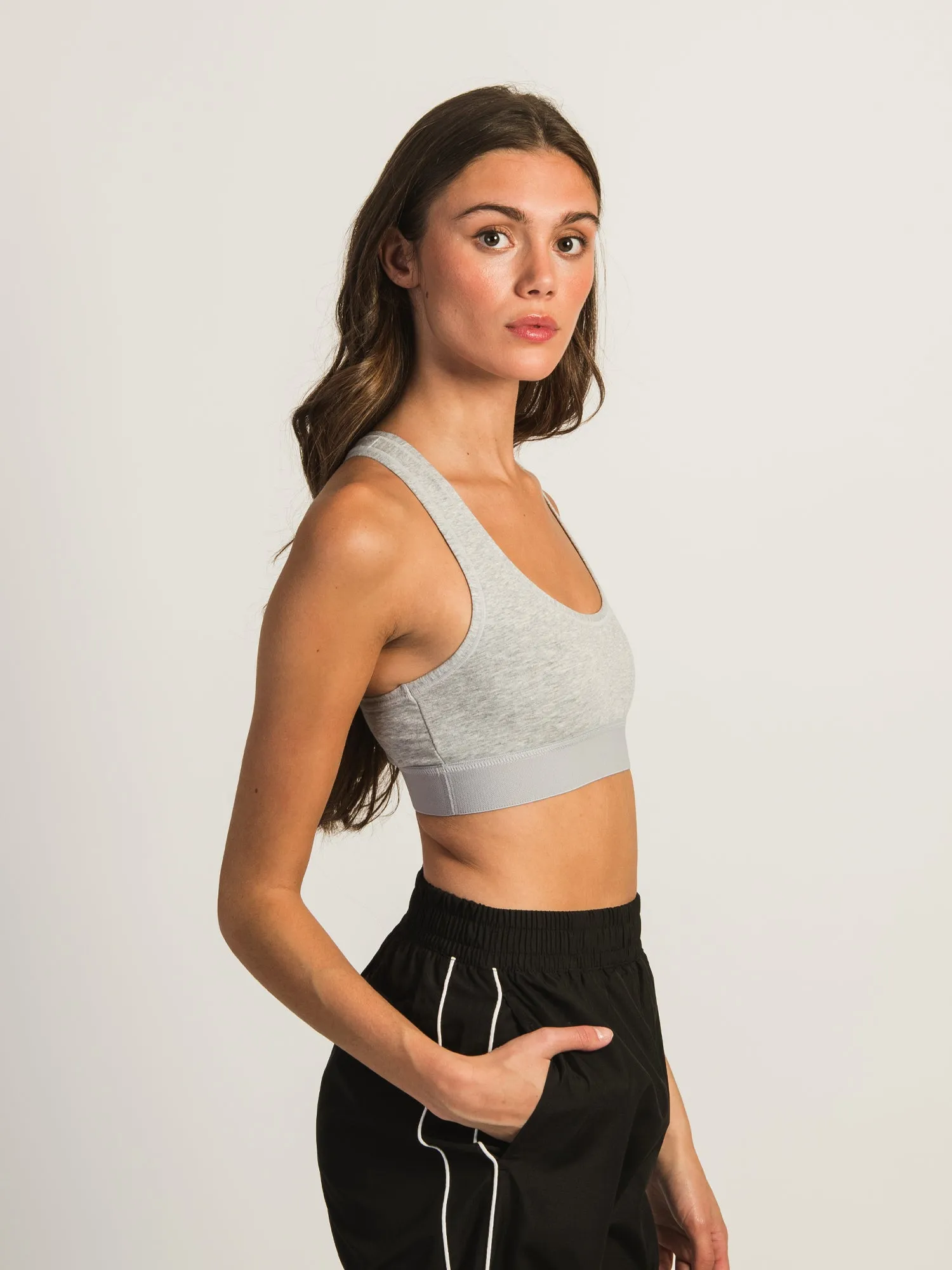 HARLOW RACERBACK MELANGE BRALETTE - HEATHER GREY sold by Boathouse product image thumbnail 2