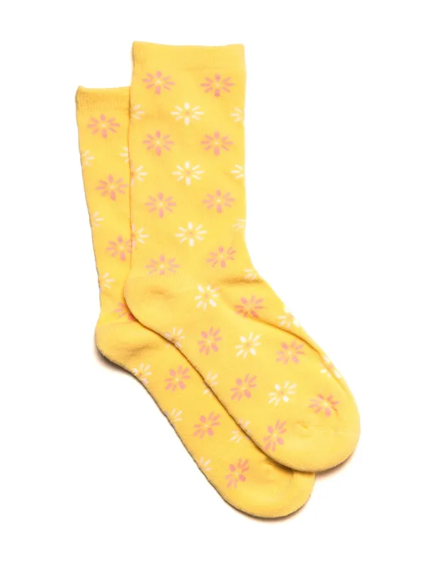 SCOUT & TRAIL DAISY PRINT SOCK - YELLOW sold by Boathouse