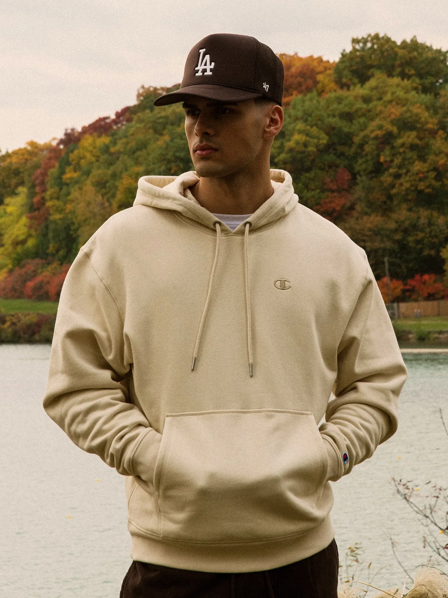 CHAMPION CLASSIC FLEECE LEFT CHEST LOGO PULLOVER HOODIE sold by Boathouse