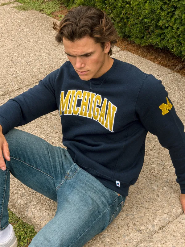 NCAA MICHIGAN SLEEVE EMBROIDERED CREW sold by Boathouse