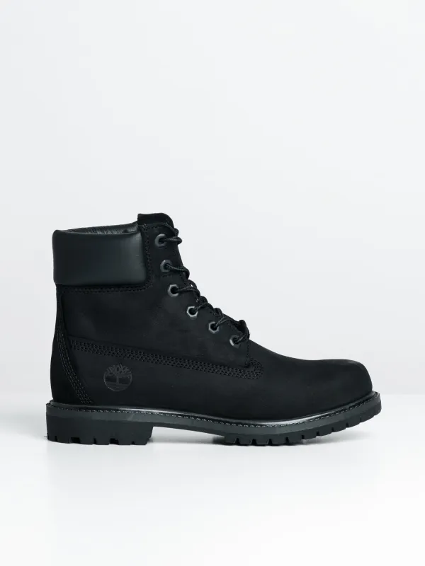 WOMENS TIMBERLAND ICON 6" PREMIUM BLACK NUBUCK BOOTS sold by Boathouse