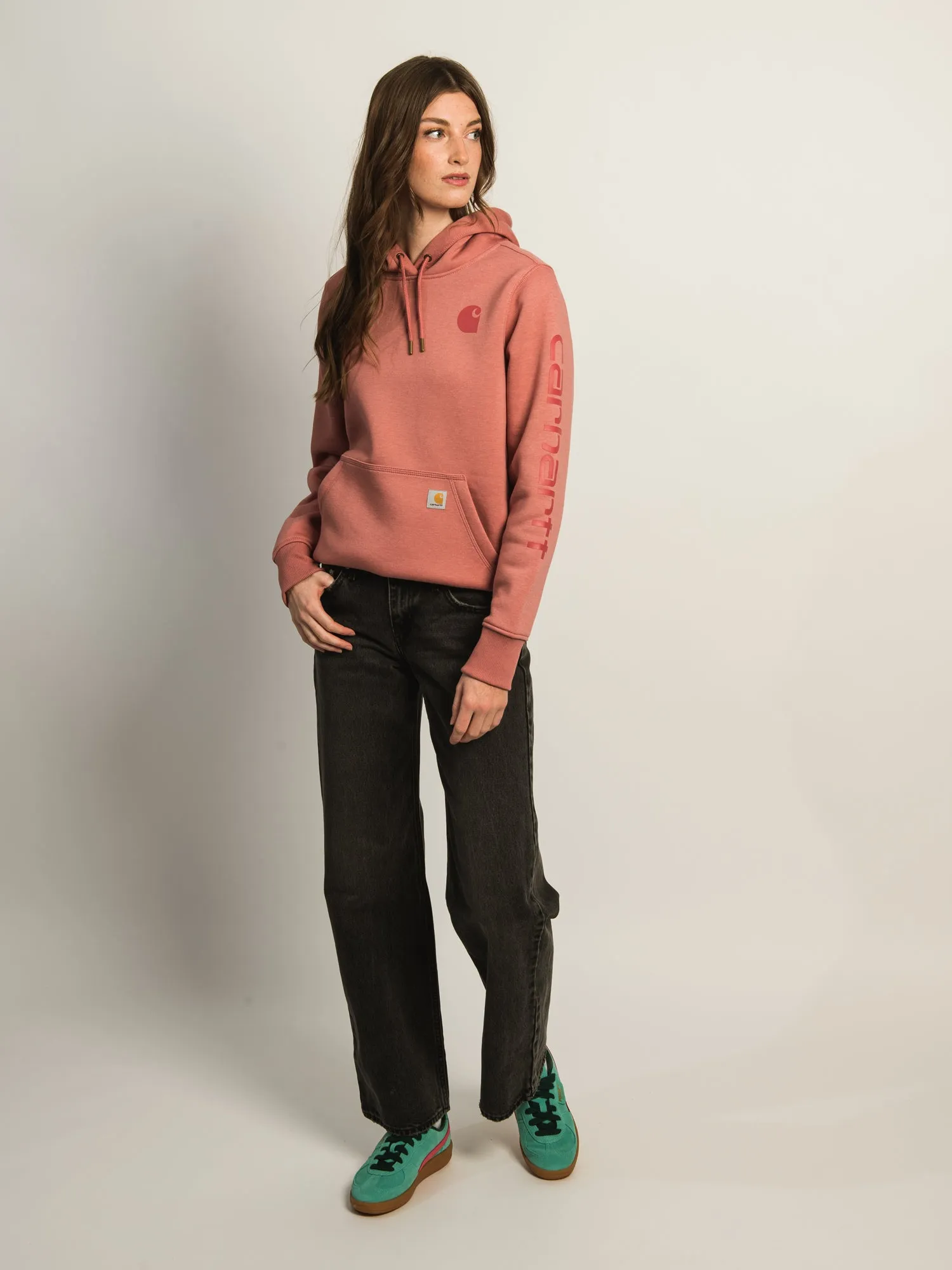 CARHARTT LOGO SLEEVE PULL OVER HOODIE - ROSE sold by Boathouse product image thumbnail 3