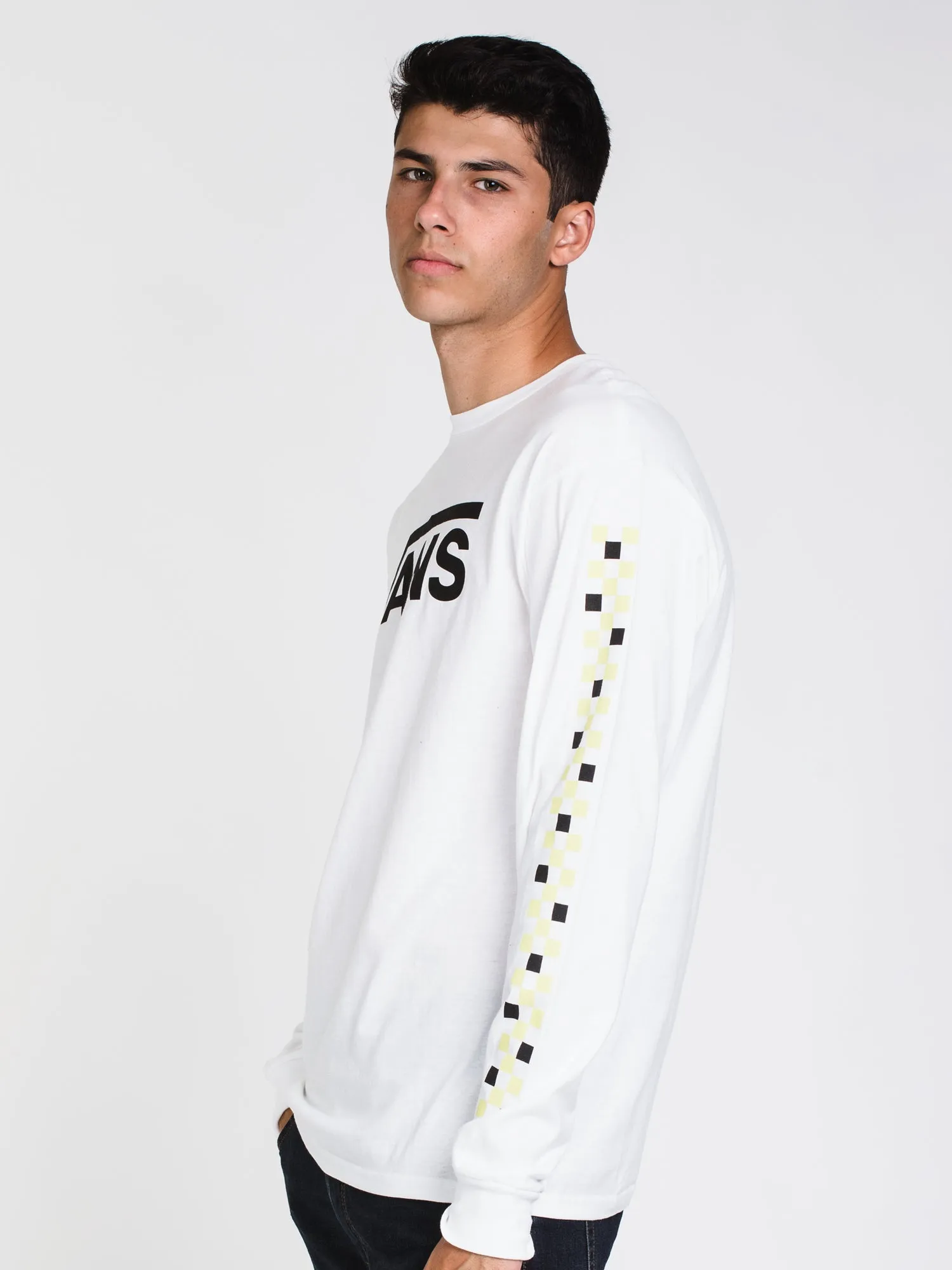 MENS CL MULTI CHECKER LONG SLEEVE T-SHIRT- WHITE - CLEARANCE sold by Boathouse product image thumbnail 3
