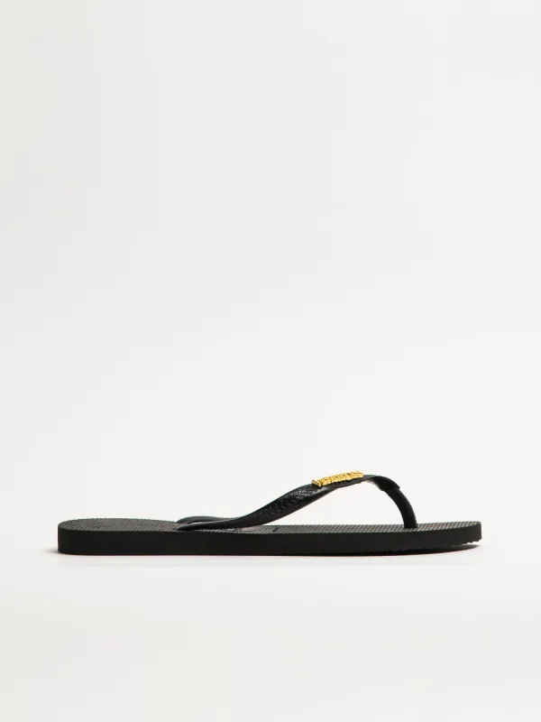 WOMENS HAVAIANAS SLIM LOGO METALLIC -BLACK sold by Boathouse