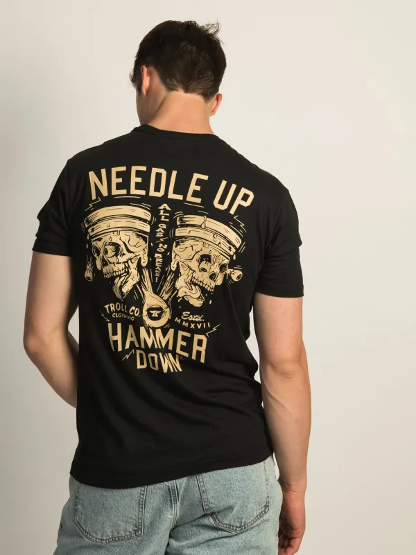 TROLL CO. NEEDLE UP HAMMER DOWN T-SHIRT sold by Boathouse