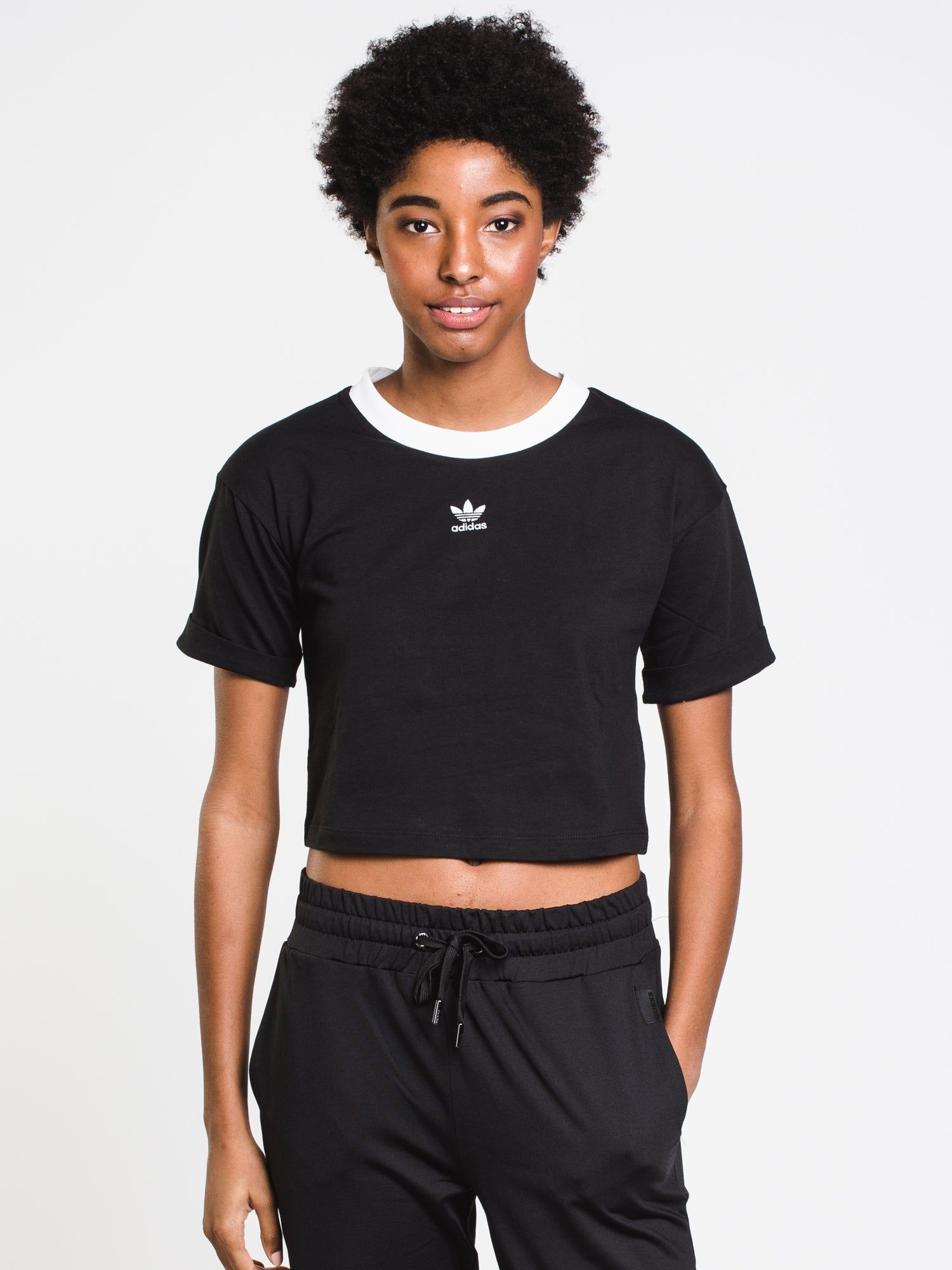 WOMENS CROP SHORT SLEEVE LOGO TEE - BLACK - CLEARANCE sold by Boathouse
