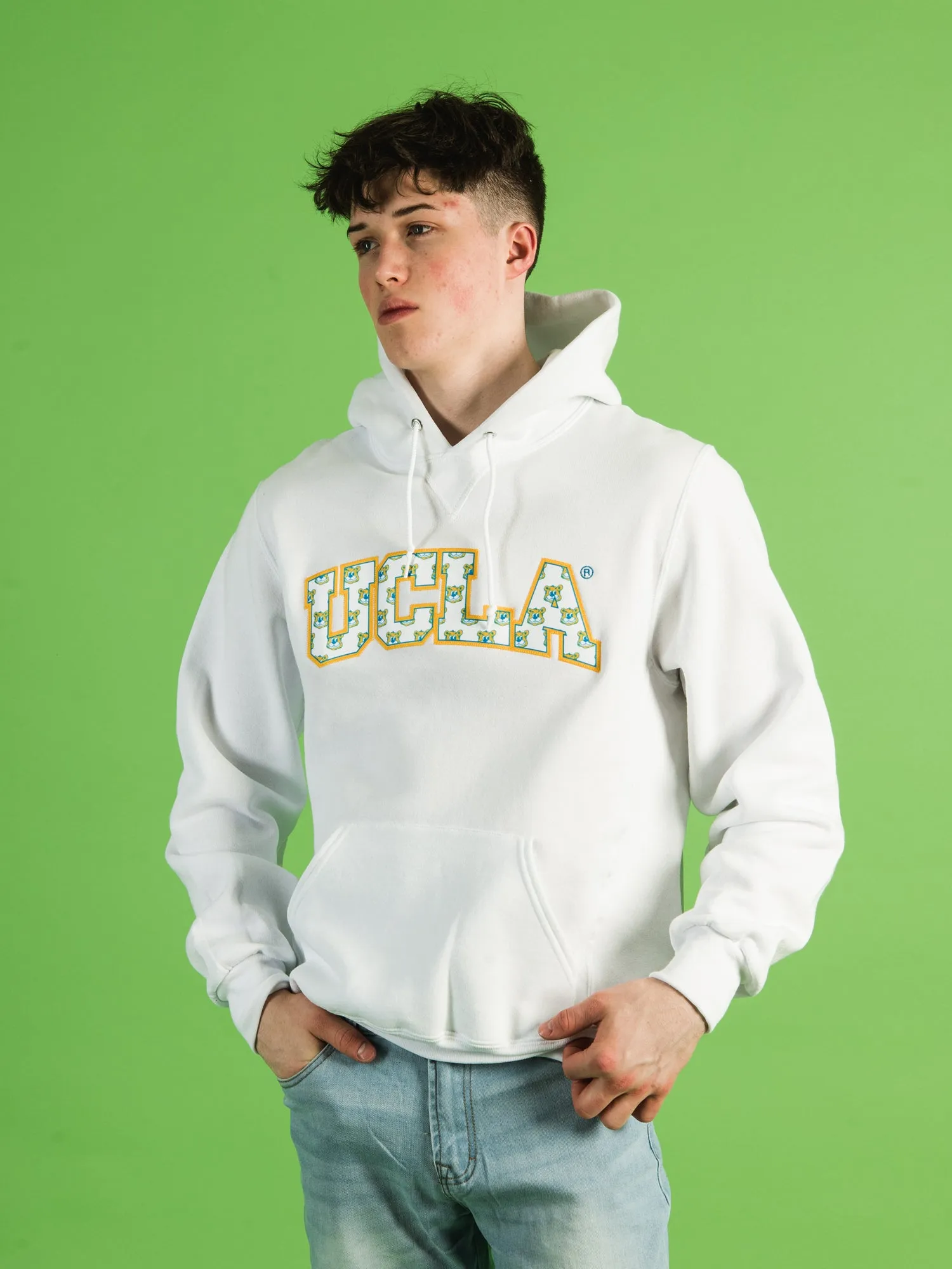RUSSELL UCLA ALL OVER PRINT PULLOVER HOODIE sold by Boathouse