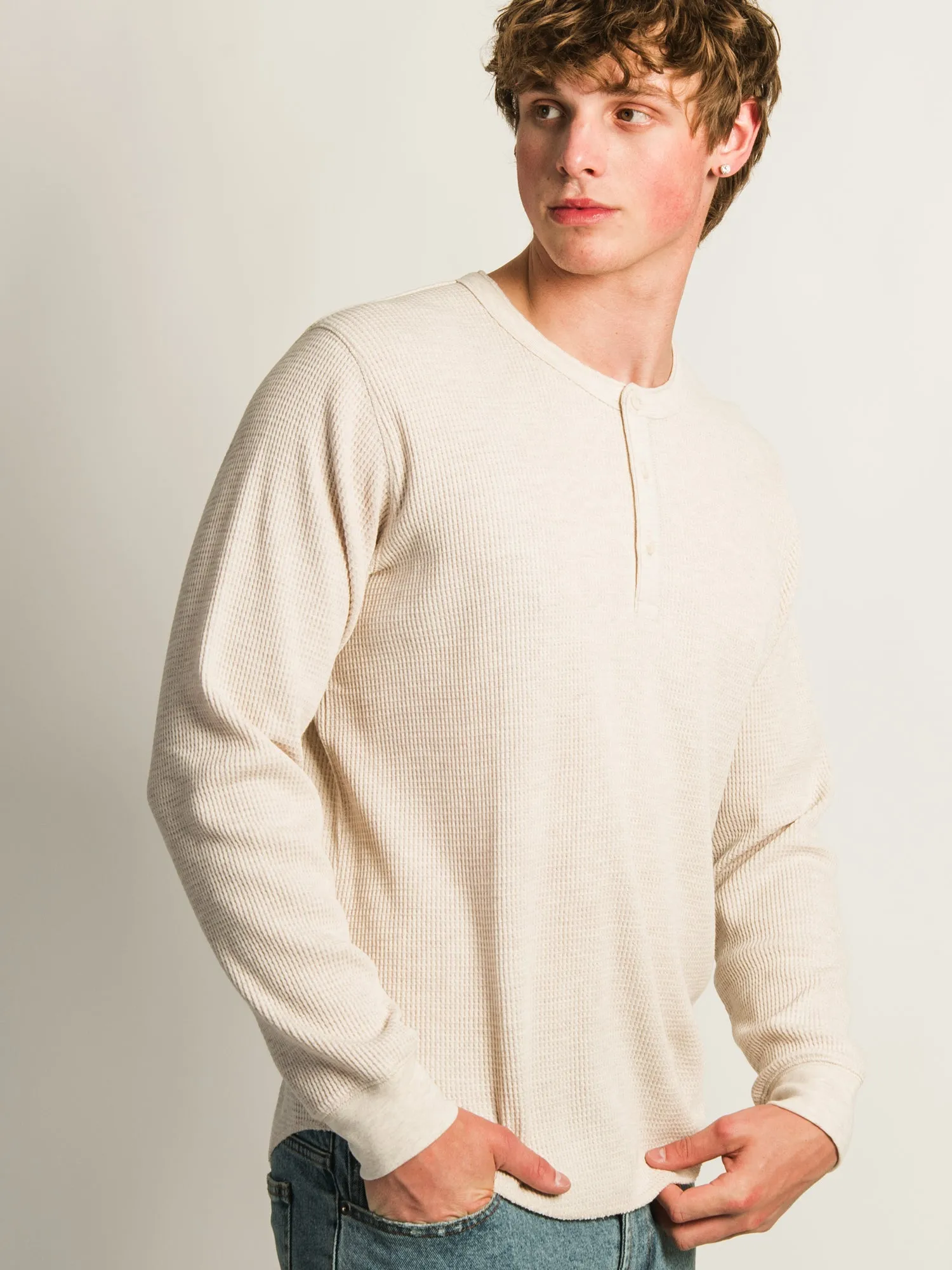 KOLBY WAFFLE HENLEY - OATMEAL sold by Boathouse