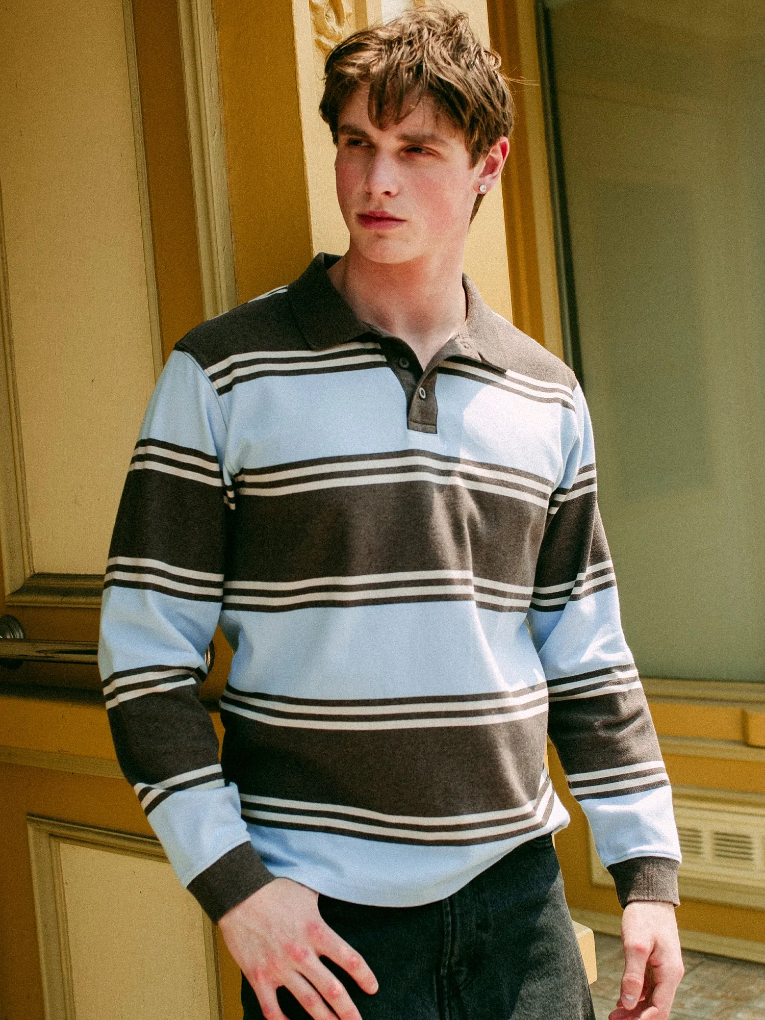 KOLBY LONG SLEEVE RUGBY SHIRT - SKY sold by Boathouse