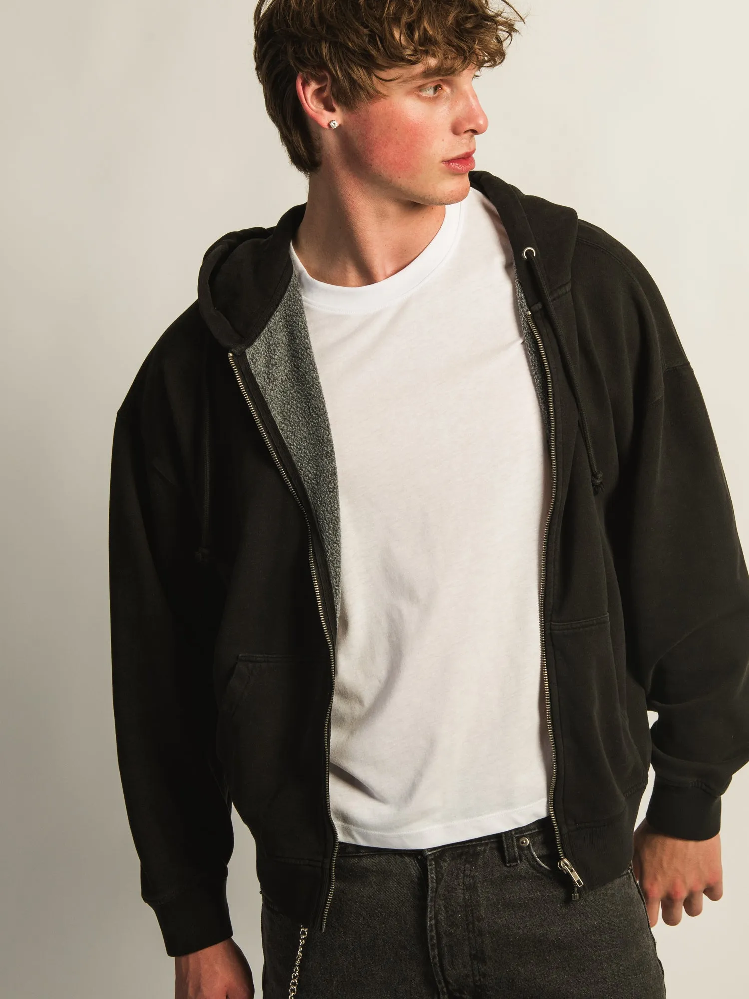 KOLBY RELAXED CREW FIT FULL ZIP HOODIE - BLACK sold by Boathouse product image thumbnail 4