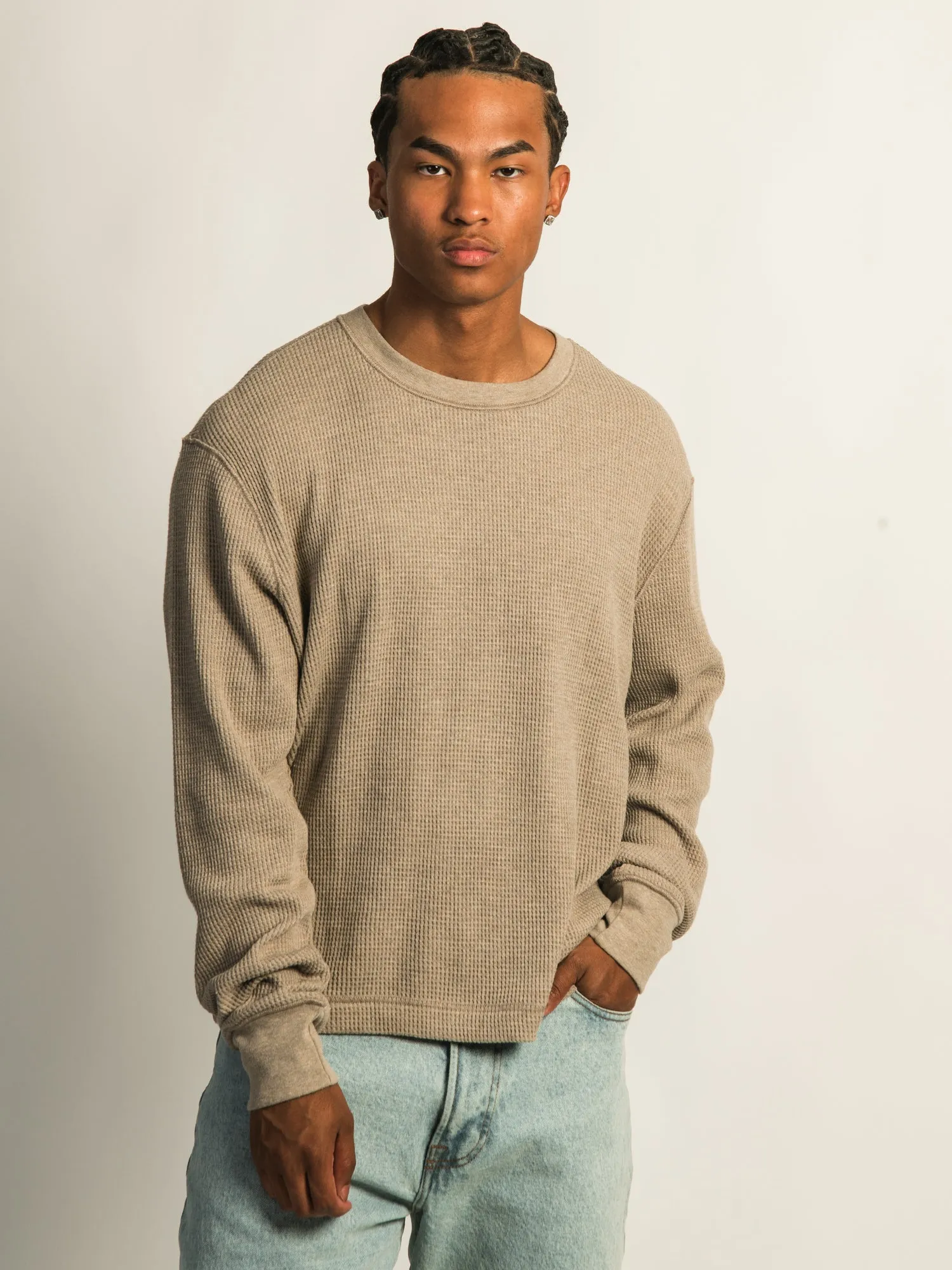 KOLBY SHORT CUT LONG SLEEVE WAFFLE SHIRT - BROWN sold by Boathouse product image thumbnail 3