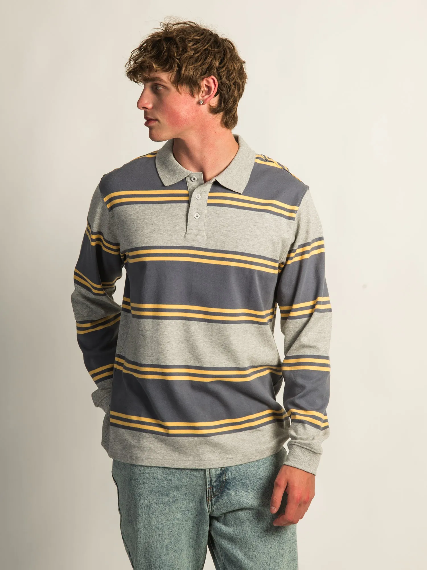 KOLBY LONG SLEEVE RUGBY SHIRT - HEATHER GREY sold by Boathouse