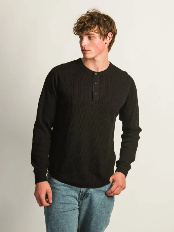 KOLBY WAFFLE HENLEY - BLACK sold by Boathouse