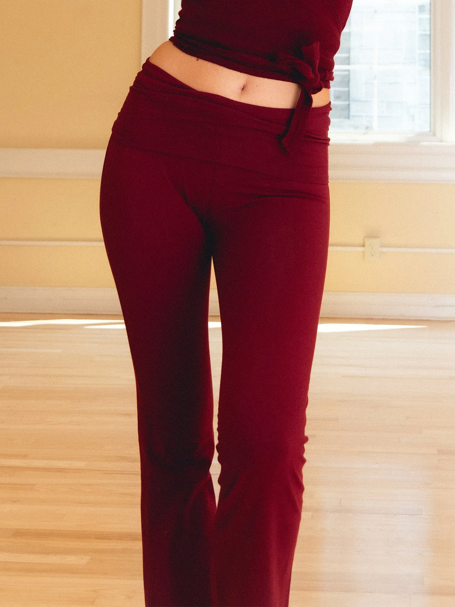 HARLOW GIA FOLDOVER PANT - BURGUNDY sold by Boathouse