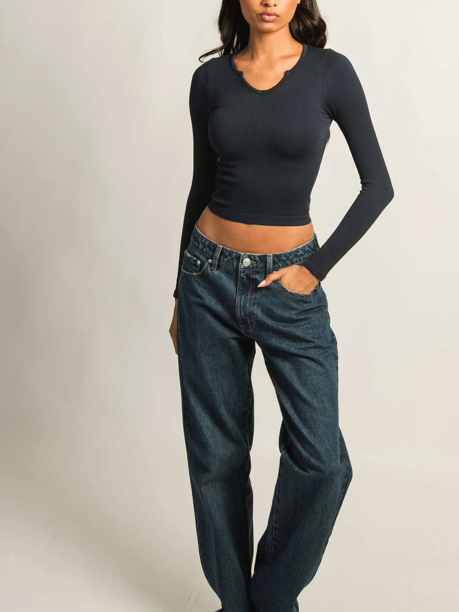 HARLOW HARPER NOTCH LONG SLEEVE TEE - NAVY sold by Boathouse product image thumbnail 2