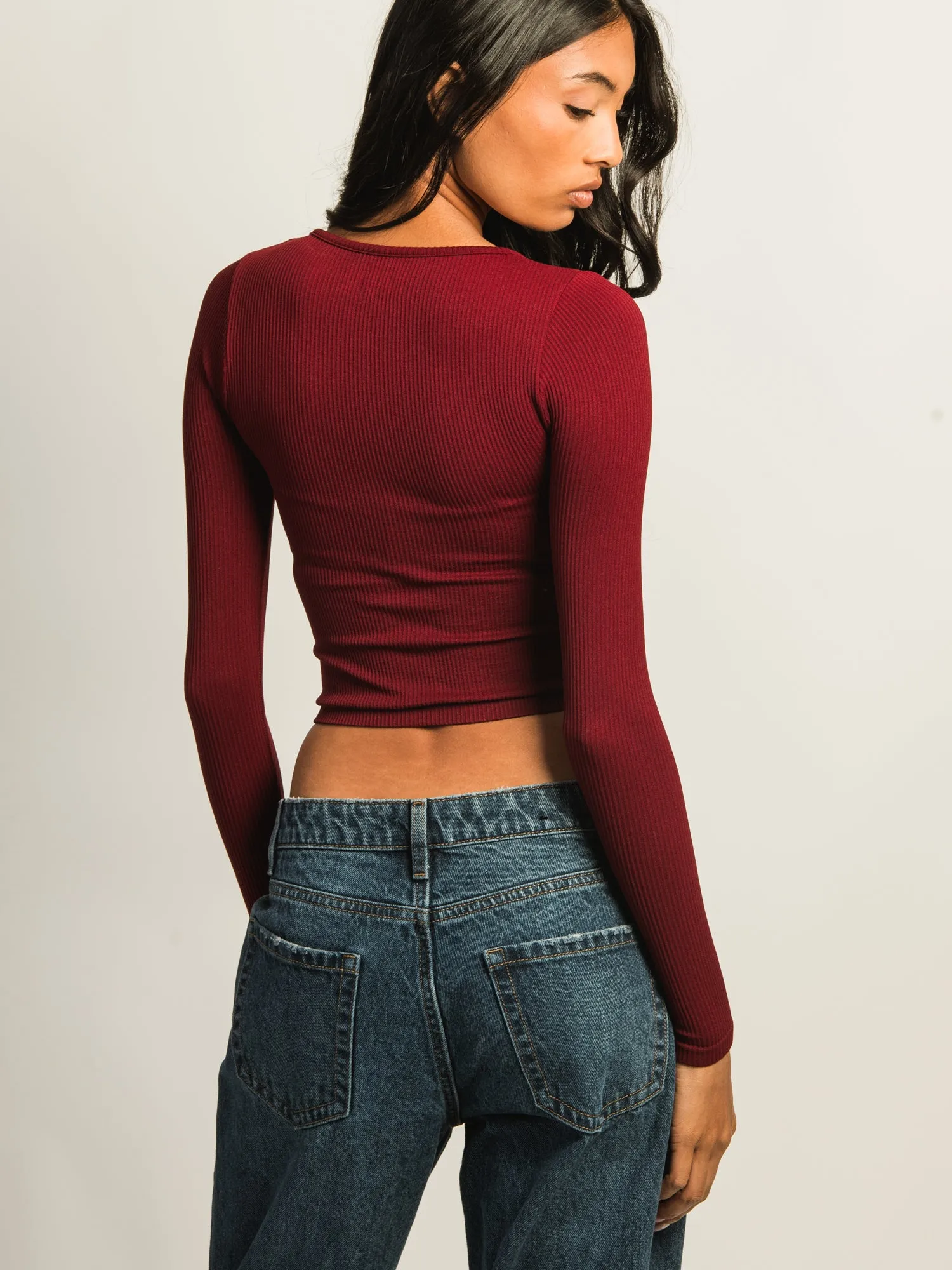 HARLOW HARPER NOTCH LONG SLEEVE - BURGUNDY sold by Boathouse product image thumbnail 5