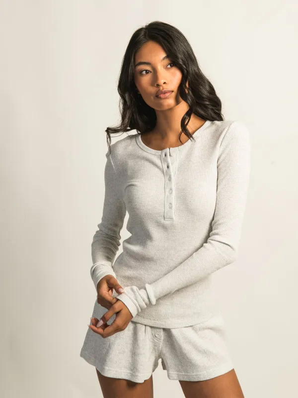 HARLOW WINNIE WAFFLE HENLEY MELANGE - CLOUD sold by Boathouse