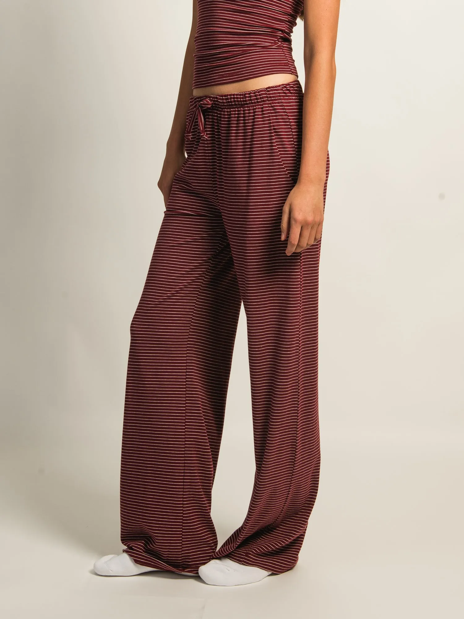 HARLOW SUNNI STRIPE JERSEY PANT - BURGUNDY sold by Boathouse product image thumbnail 4