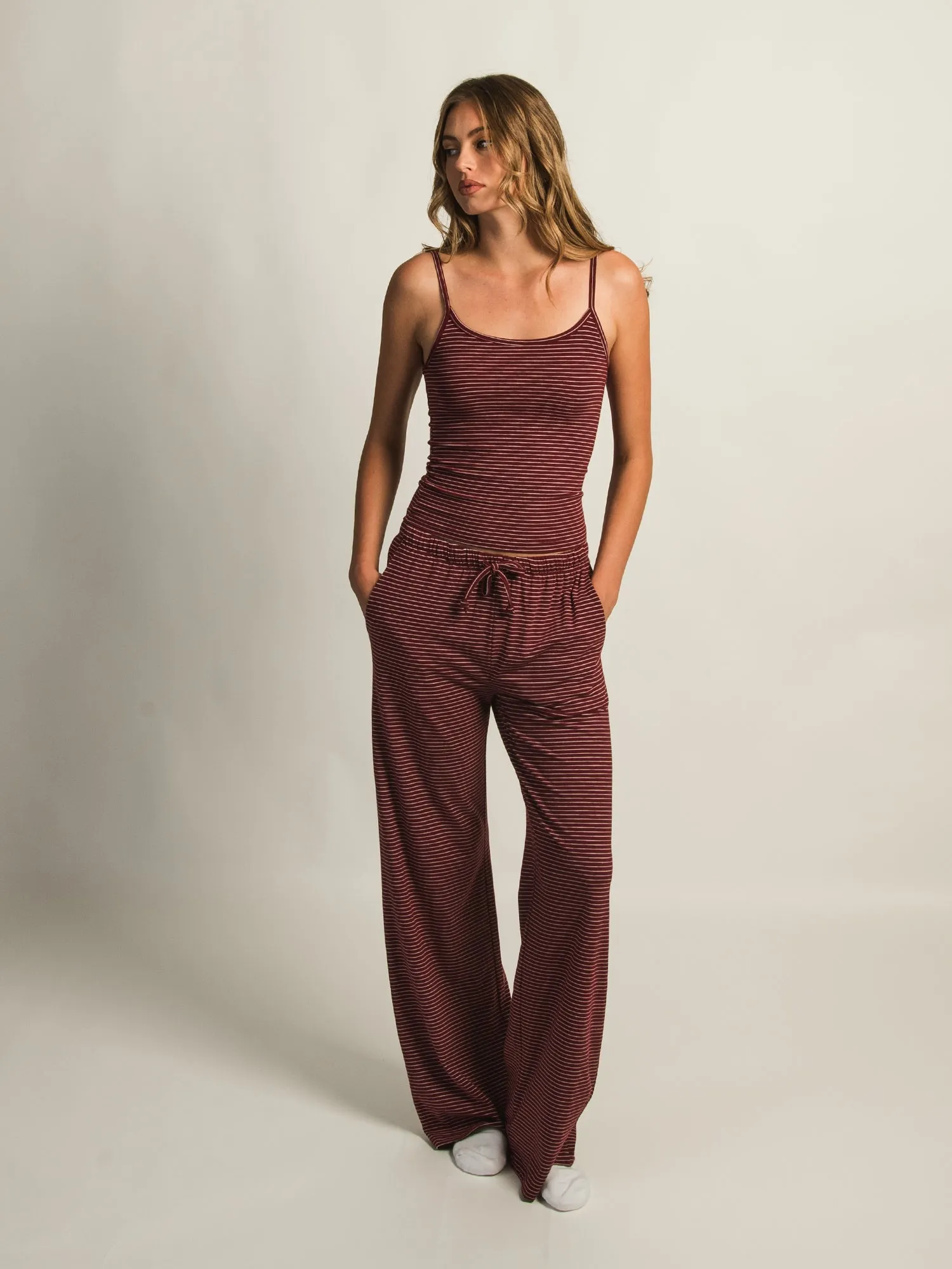 HARLOW SUNNI STRIPE JERSEY PANT - BURGUNDY sold by Boathouse product image thumbnail 2