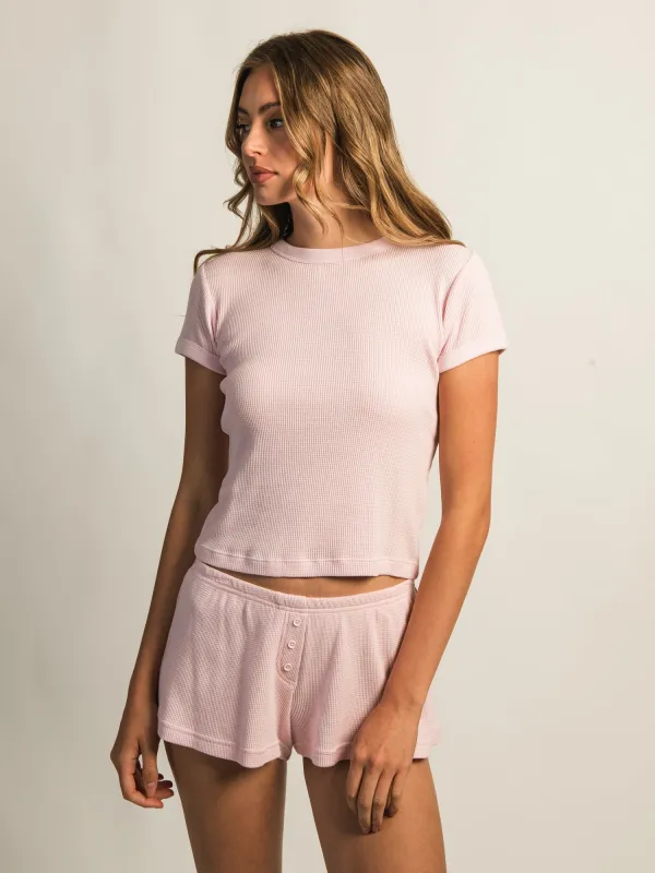 HARLOW ALLIE WAFFLE TEE - LIGHT PINK sold by Boathouse