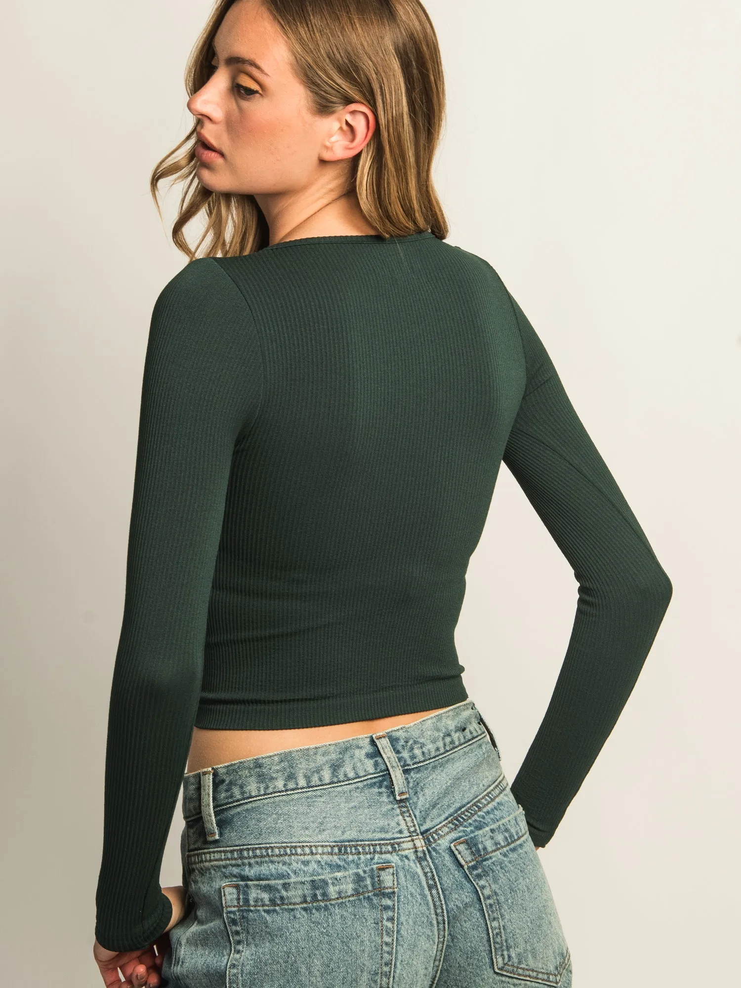 HARLOW HARPER NOTCH LONG SLEEVE TEE - FOREST sold by Boathouse product image thumbnail 5