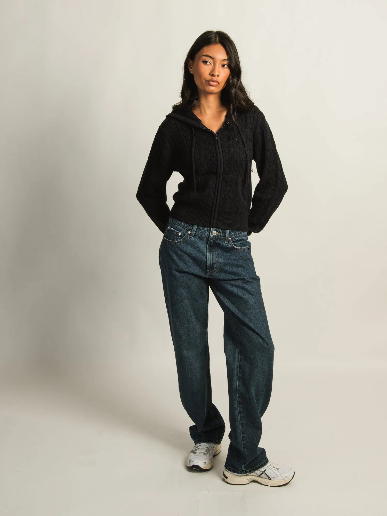 HARLOW MAUDE CABLE KNIT ZIP-UP - NAVY sold by Boathouse product image thumbnail 2