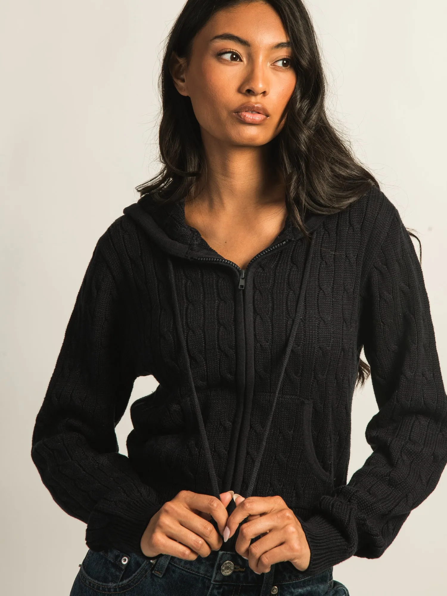 HARLOW MAUDE CABLE KNIT ZIP-UP - NAVY sold by Boathouse product image thumbnail 3
