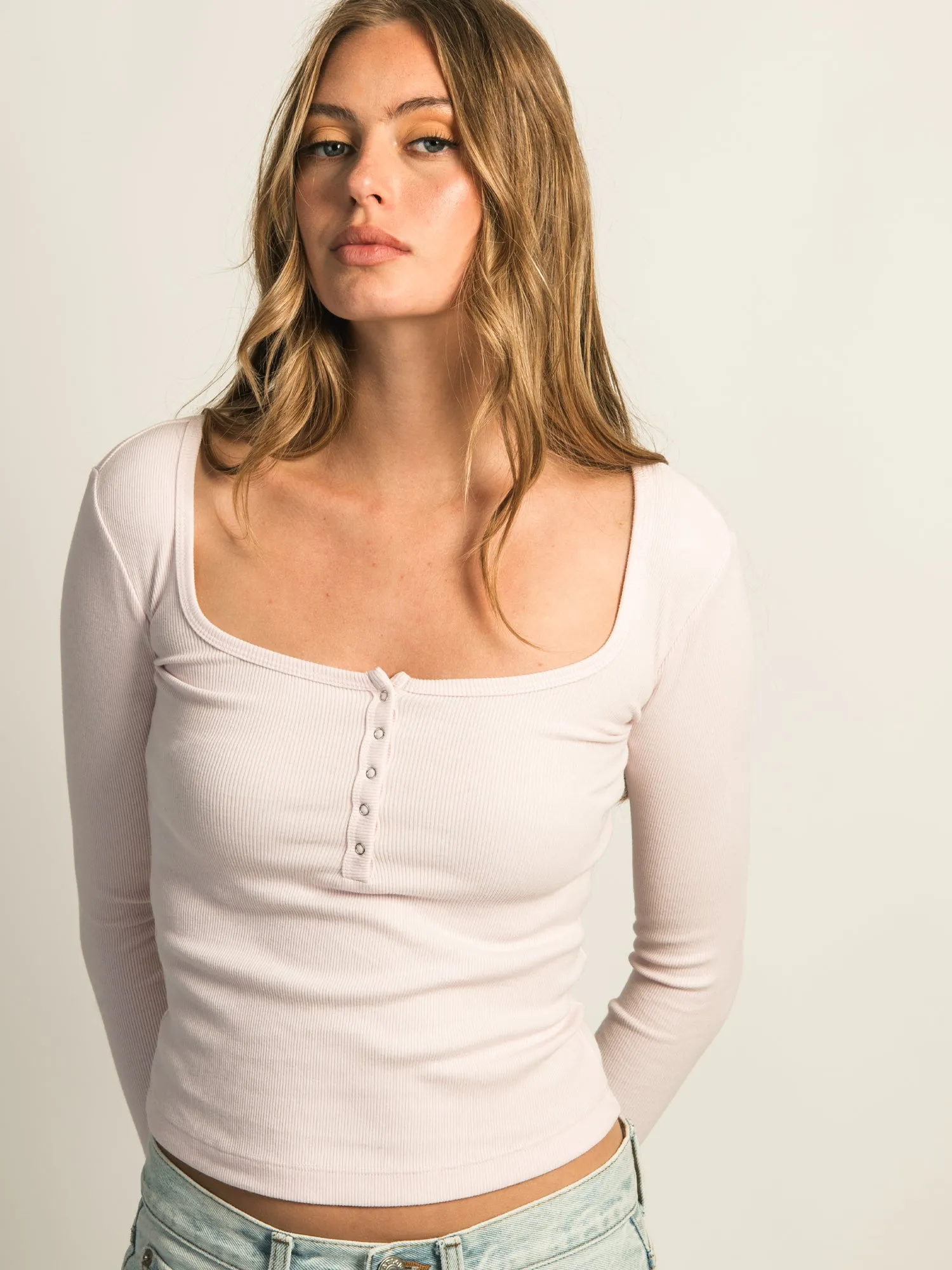 HARLOW DAPHNE LONG SLEEVE HENLEY - PINK sold by Boathouse product image thumbnail 3