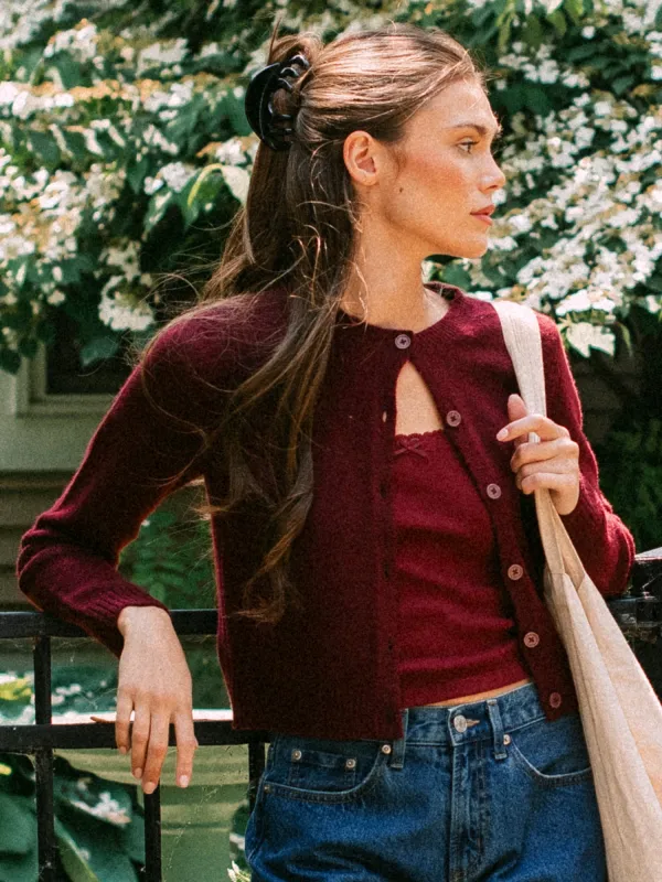 HARLOW COLLINS CARDIGAN - BURGUNDY sold by Boathouse