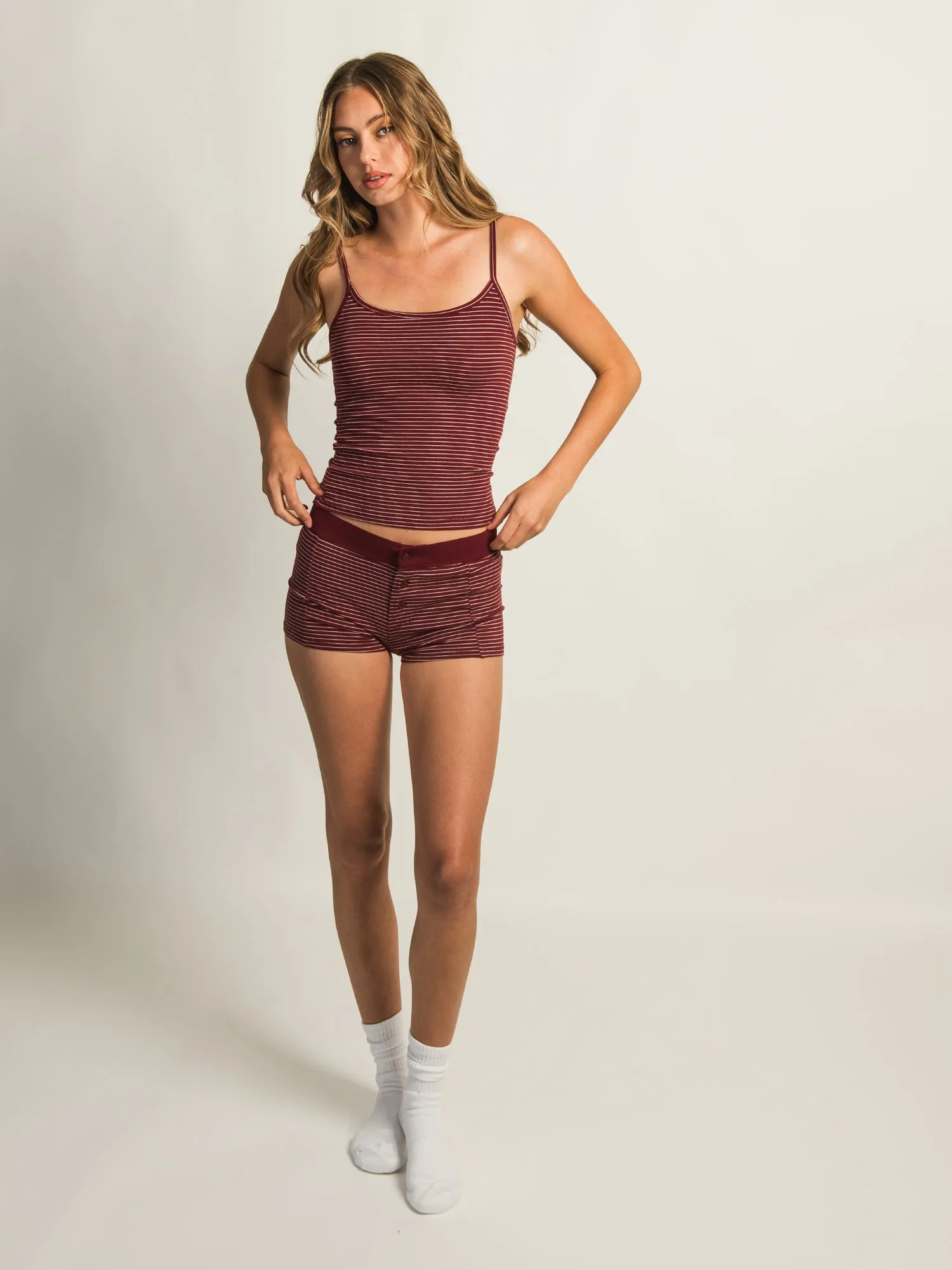 HARLOW BRIAR STRIPE SHORT - BURGUNDY sold by Boathouse product image thumbnail 3