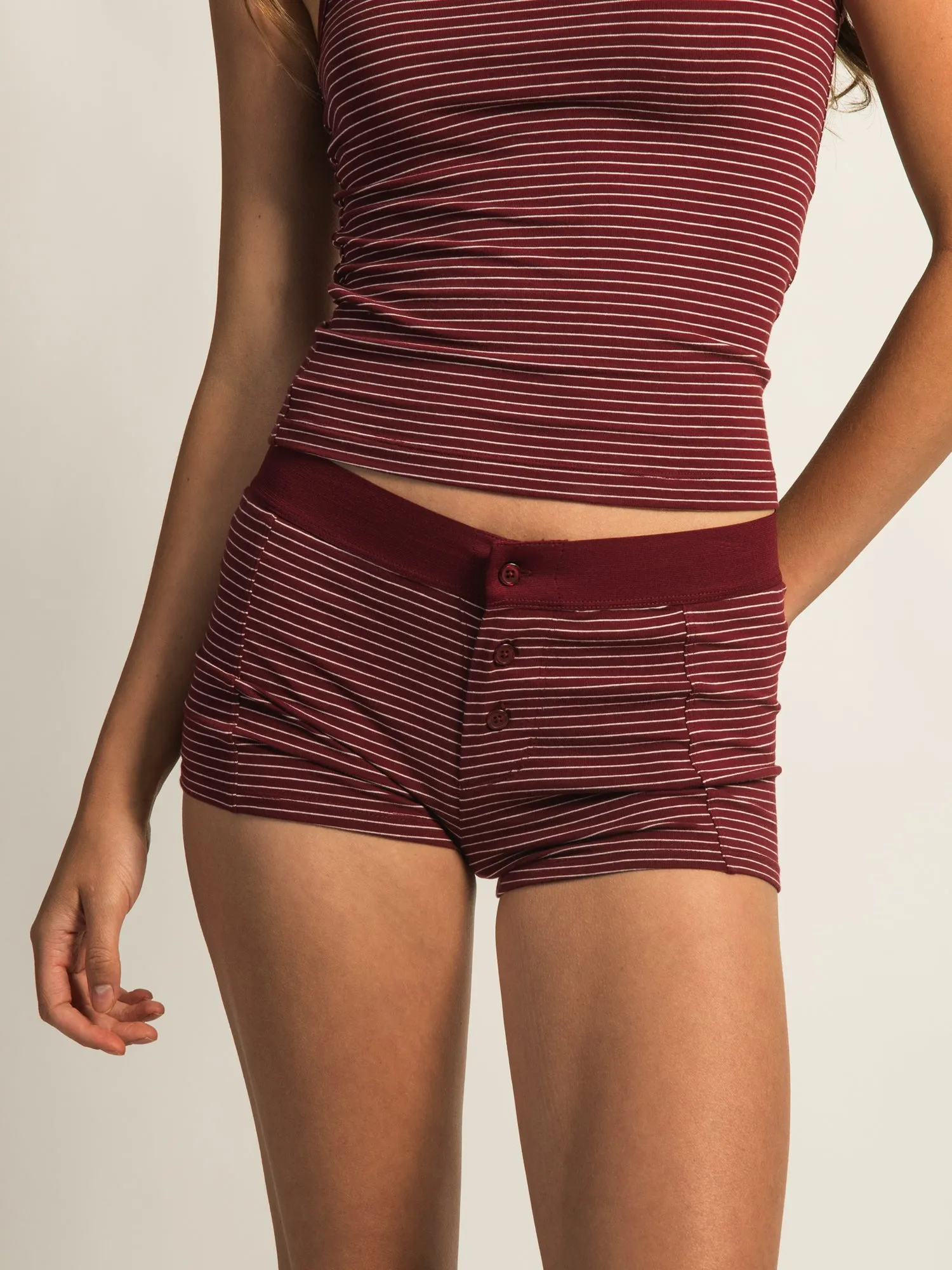 HARLOW BRIAR STRIPE SHORT - BURGUNDY sold by Boathouse
