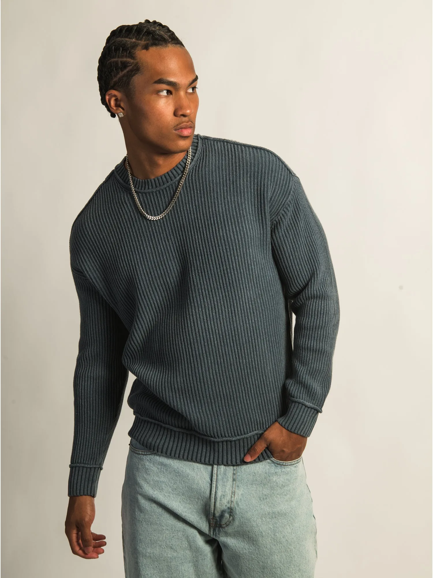 KOLBY RIB KNIT SWEATER - BLUE sold by Boathouse