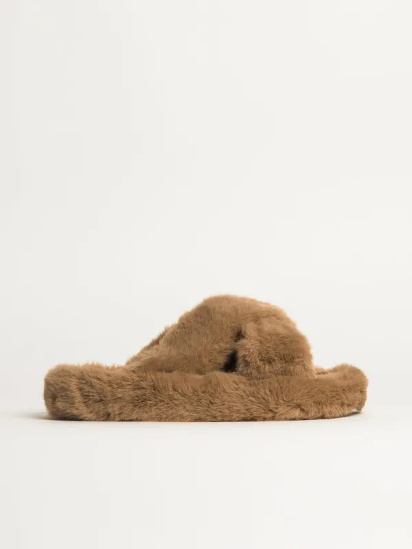 WOMENS HARLOW CROSSOVER SLIPPER - LIGHT BROWN sold by Boathouse