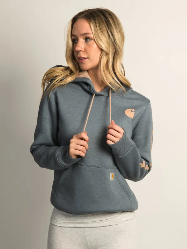 CARHARTT LOGO SLEEVE PULL OVER HOODIE - HEATHER NAVY sold by Boathouse