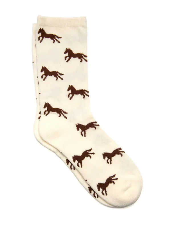 HORSE PRINT SOCK - CREAM made by Harlow