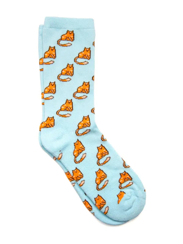 CAT PRINT SOCK - BLUE made by Harlow