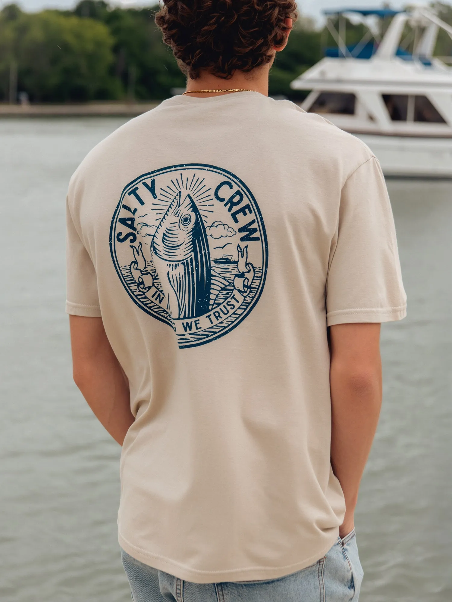 SALTY CREW IN FISHING WE TRUST T-SHIRT sold by Boathouse