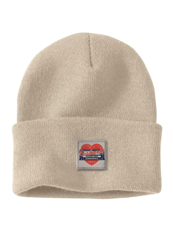 CARHARTT KNIT HEART PATCH BEANIE - OATMEAL sold by Boathouse